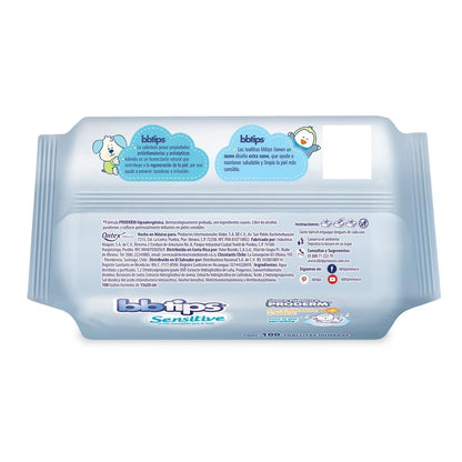 BBtips Sensitive Toallitas Húmedas, Caja con 12 paquetes x 100 piezas, 1200 toallitas