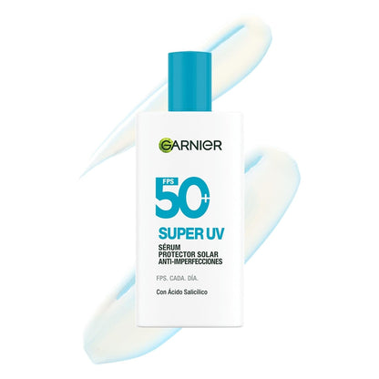 Garnier Super UV Protector Solar Facial Fluido Acabado Luminoso, 40 ml - Anti Acne
