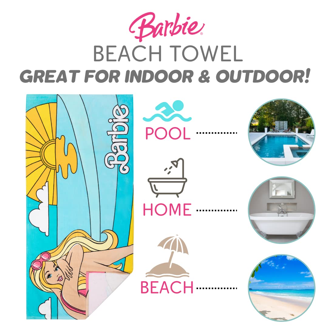 Barbie - Toalla de baño de algodón súper Suave, de 58 x 28 Pulgadas, (Producto Oficial Barbie) de Franco