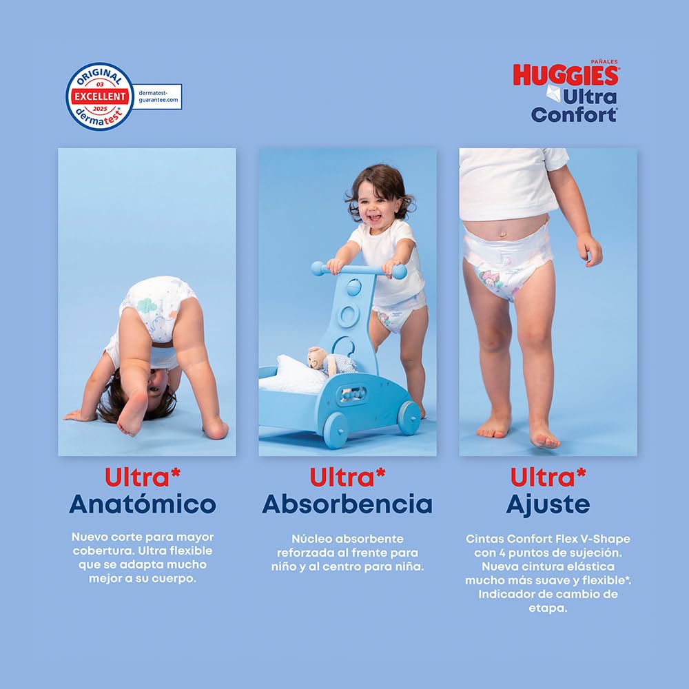 HUGGIES UltraConfort Pañal Desechable para Bebé, Etapa 5 Niña, Paquete con 180 Piezas, Ideal para niñas de 11 a 14.5kg