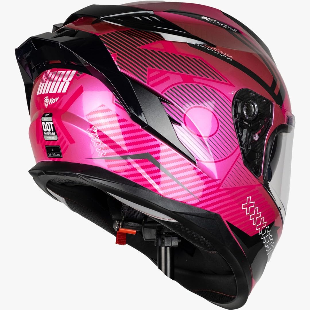KOV Casco Ares KNOX Rosa/Negro para Moto Integral Certificado Dot