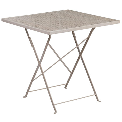 Flash Furniture 28'' Square Light Gray Indoor-Outdoor Steel Folding Patio Table