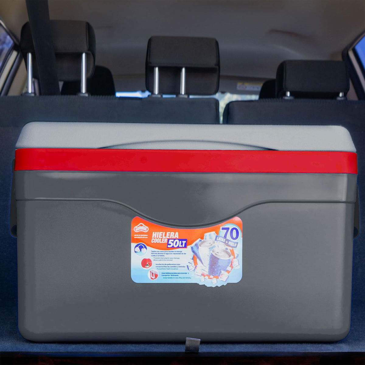 Hielera Portátil 50 L (53 QT) para 70 Latas Color Gris Lava Cooler