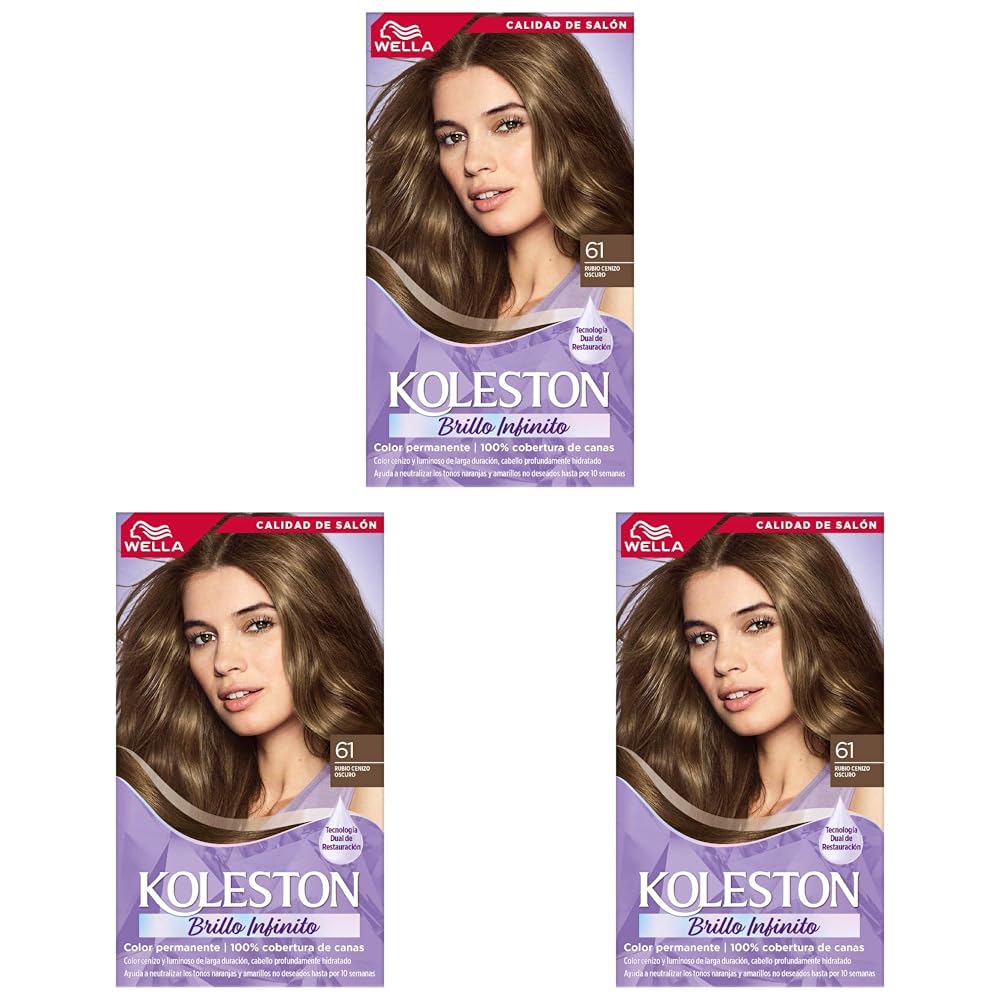 Wella Koleston Tinte Permanente 121 Rubio Cenizo Claro Especial, Paquete de 3 - 1 Unidad (Paquete de 3) - 61 Rubio Cenizo Oscuro