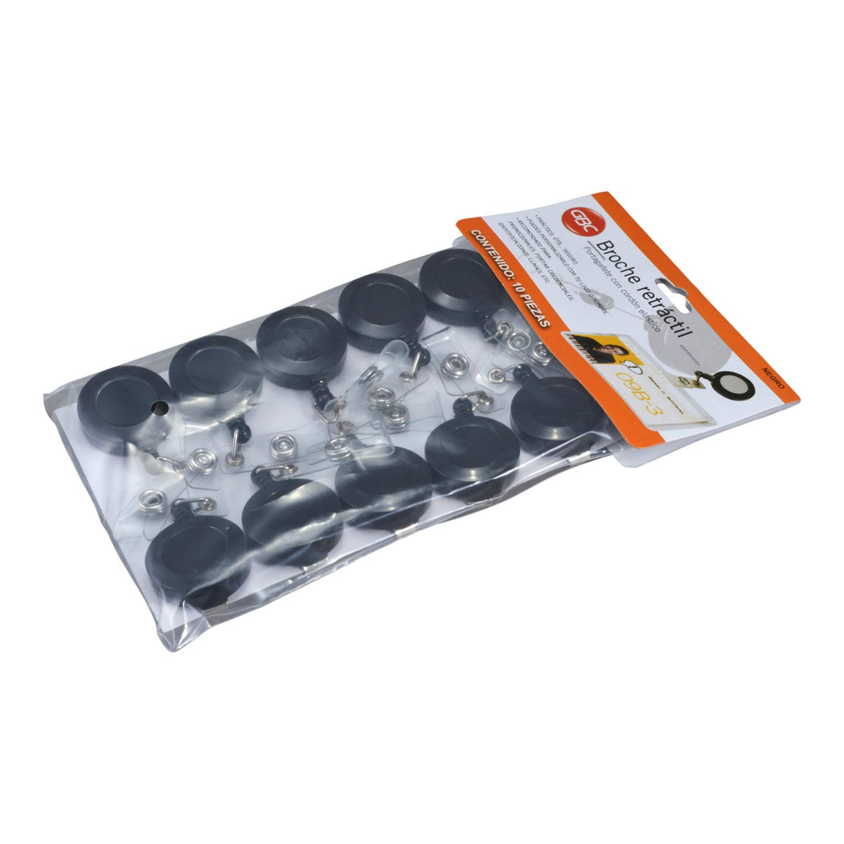 GBC Broche para Gafete Retráctil Tipo Yoyo, Paquete de 10 Pz.