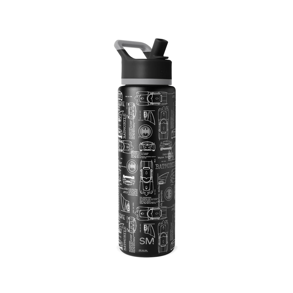 Simple Modern Summit Botella de Agua con Tapa de Popote - 30oz Water Bottle - DC Comics: Esquemas de Batwheels