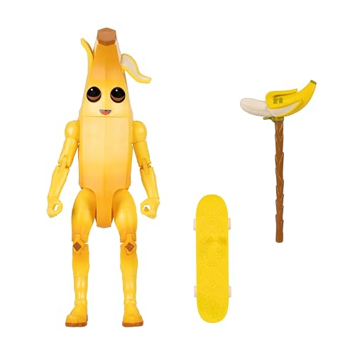 Jazwares Fortnite Legendary Peely - Figura articulada de 6 Pulgadas con Herramienta de Cosecha, Brillo Trasero y código para artículo Virtual Adicional