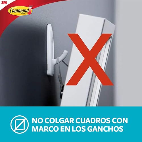 COMMAND 3M Gancho Adhesivo Removible para Baño Grande Blanco 1 pza | Soporta hasta 3.4 kg, Organiza interiores sin dañar, No requiere herramientas, Fácil de instalar, Tiras impermeables