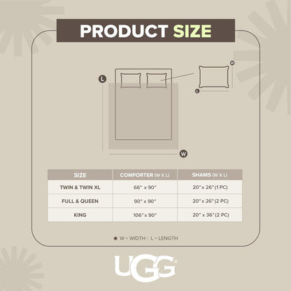 UGG - Juego de edredón matrimonial/Queen con 2 Fundas de Almohada, Manta Ligera Alternativa, Reversible, acogedora, cálida, Lavable, hipoalergénica, Azul Marino (Leonora)