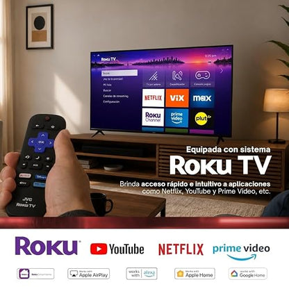 JVC | Smart TV 32 Pulgadas | LED HD | Frameless | Roku TV | HDMI | Control Remoto Incluido | Modelo SI32RF