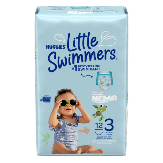 Huggies Little Swimmers Calzoncito Desechable para Nadar, Talla Chica Unisex, Ideal para bebés de 7 a 12 kg. 1 Paquete de 12 pañales (embalaje puede variar)