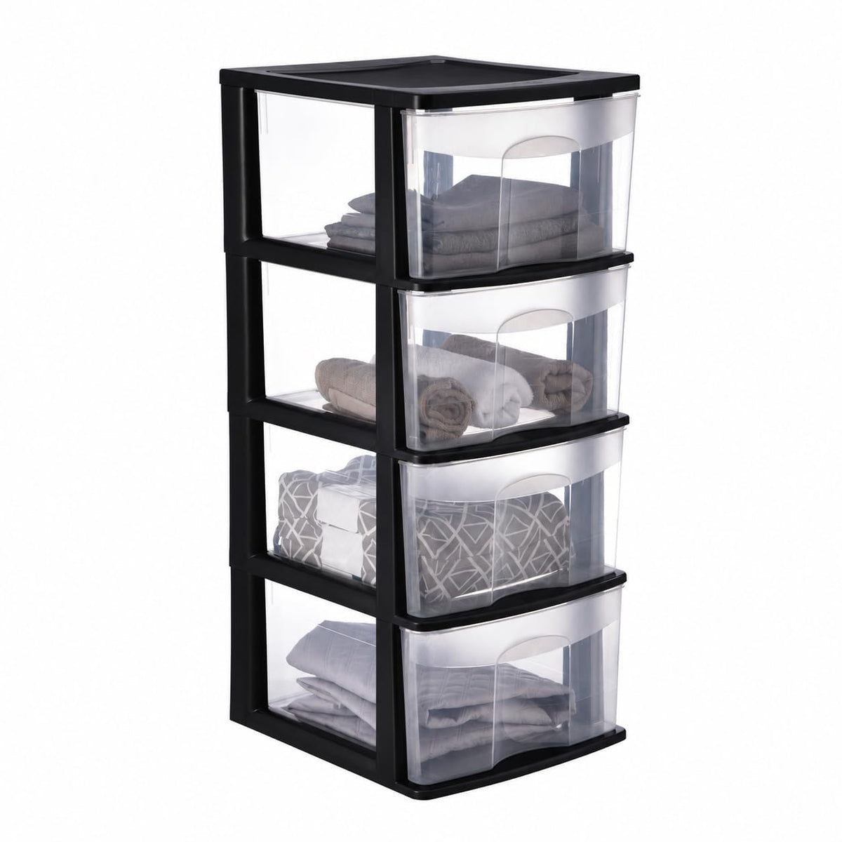 Italhome Cajonera ONYX 4 de Plástico Negra con 4 Cajones Transparentes, Organizador Multiusos para Recámara, Oficina o Cocina