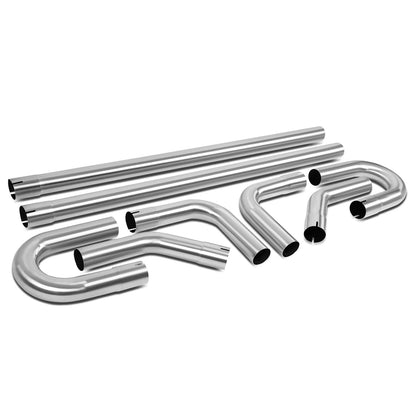 DNA MOTORING ZTL-25SS-8P Juego de 8 Piezas de Tubo de Escape de Acero Inoxidable de 2.5 Pulgadas, Recto y en U, Ajuste Universal