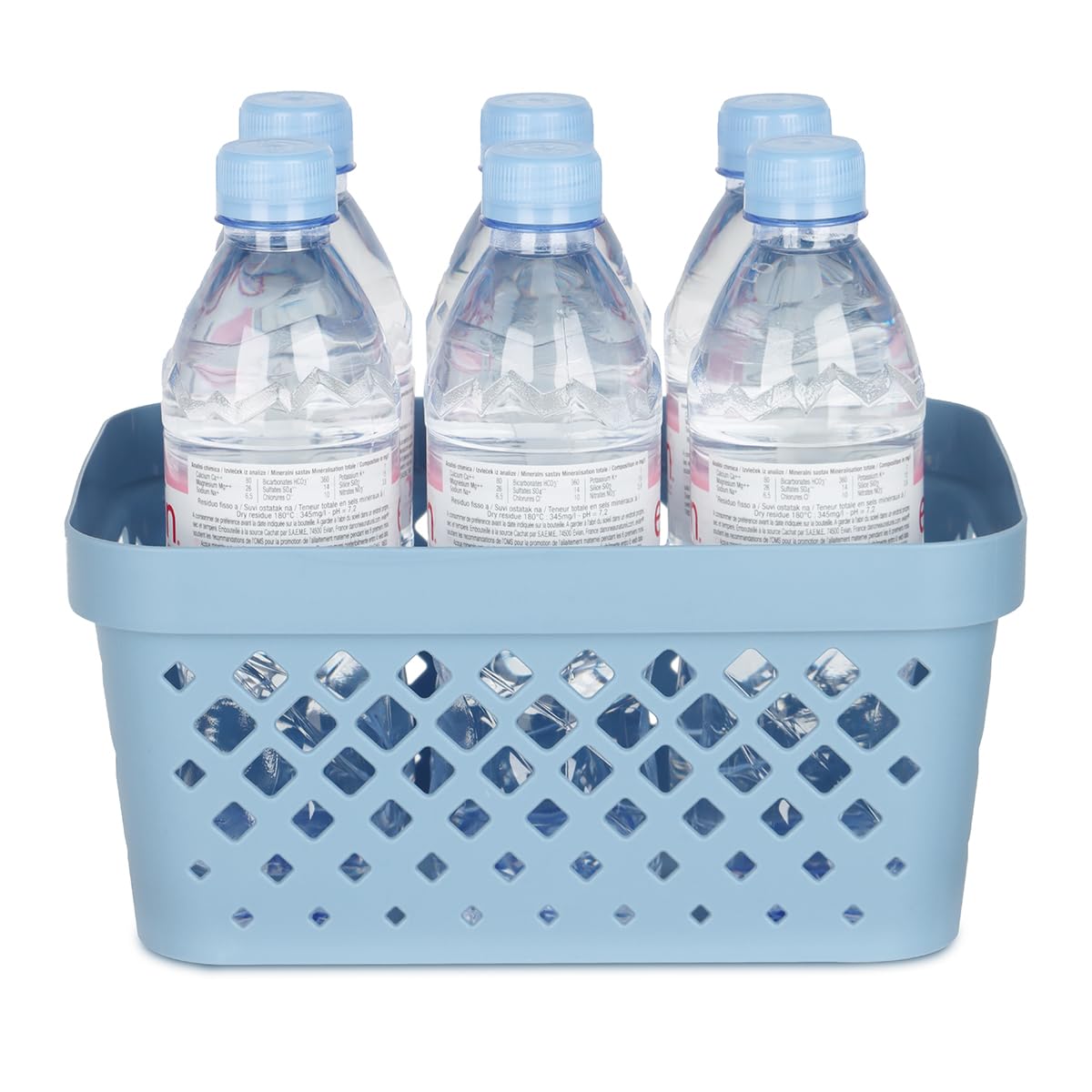 Glad - Juego de 6 cestas de plástico para organizar, almacenamiento de despensa para debajo de la encimera, clóset de lino y baño | Contenedores de estantes anidados con asas, 1 galón, azul marino