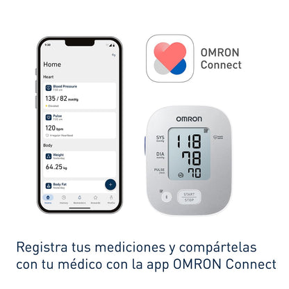 OMRON Baumanómetro automático de brazo 7144T con bluetooth, guía de ajuste de brazalete, compatible con app OMRON connect