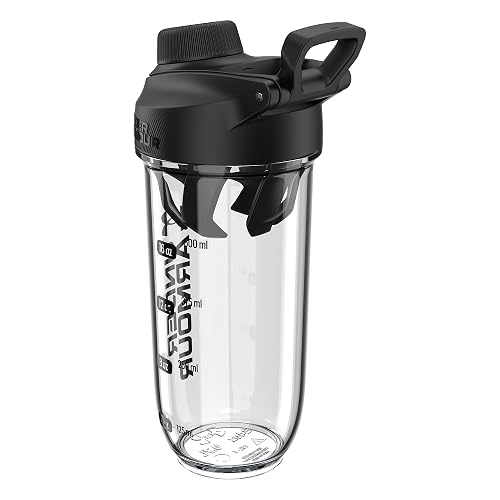 Under Armour UA Clarity - Botella mezcladora de 709.765 ml, transparente, color negro, OSFA