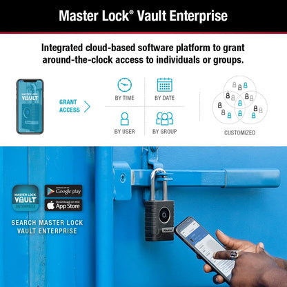 Master Lock - Candado inteligente Bluetooth para exteriores con teclado, cerraduras inteligentes para herramientas, puertas, cobertizos, 2-7/32 pulgadas de ancho, 4401LHEC