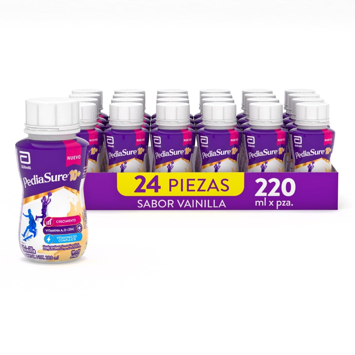 PediaSure 10+ Vainilla- Alimentación Especializada Pack 24 de 220 ml | Formula especializada para adolescentes de 10 a 15 años con nutrientes esenciales que apoyan al crecimiento de los huesos.