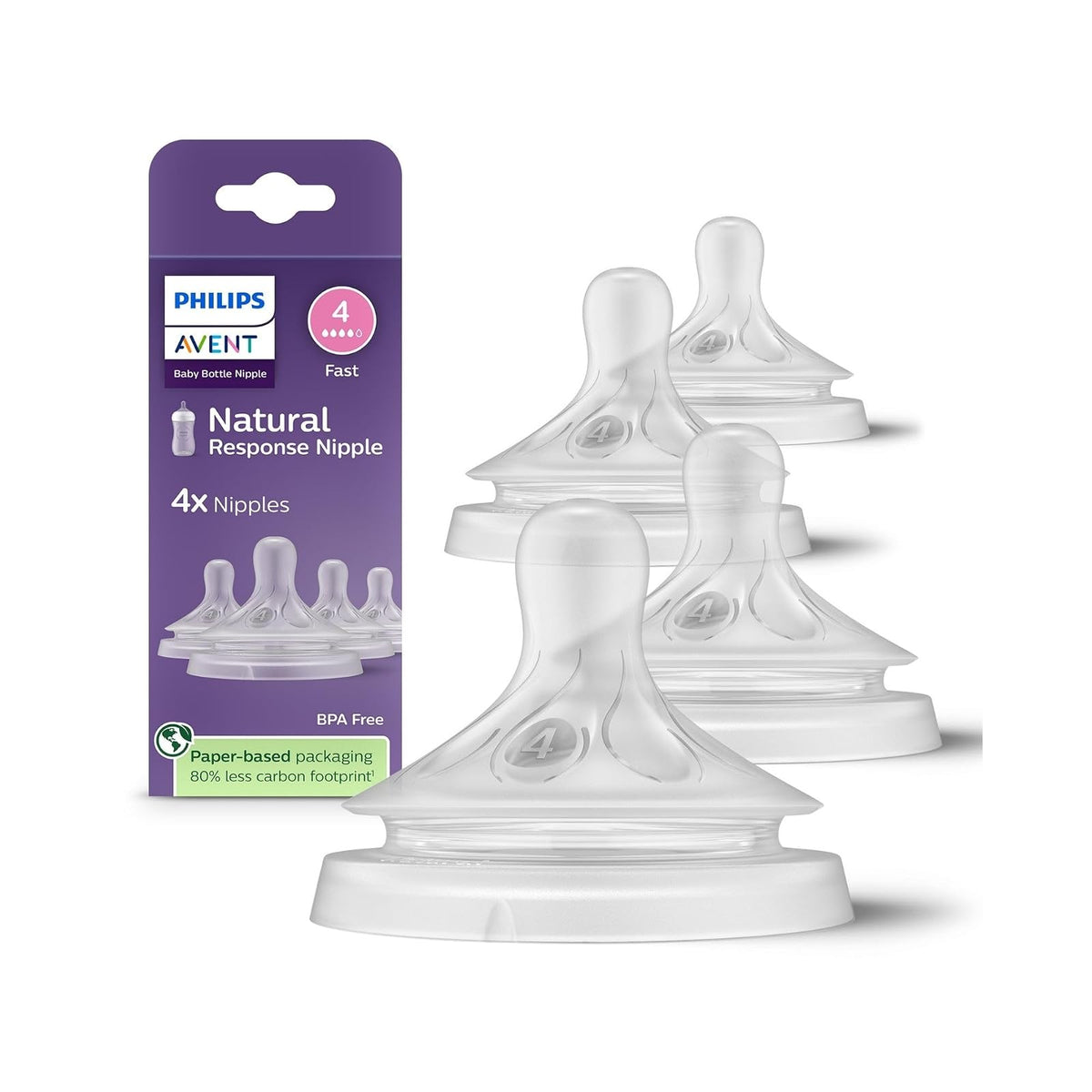 Philips Avent Tetina Natural Response, Antigoteo y Anticólicos, 4 pzas - Flujo 4