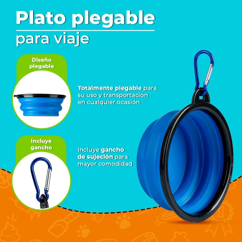 Fancy Pets Plato Plegable para Viaje Tamaño Mediano para Perro y/o Gato, Varios Colores