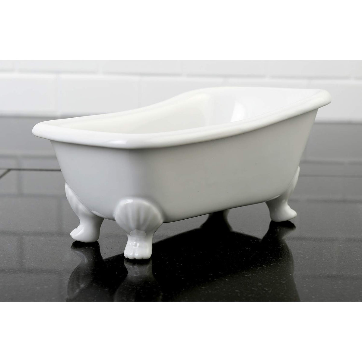 Kingston Brass BATUBW bañera de cerámica miniatura de 7" (18 cm) con patas de plata, blanca