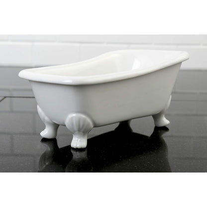 Kingston Brass BATUBW bañera de cerámica miniatura de 7" (18 cm) con patas de plata, blanca