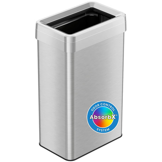 iTouchless - Papelera de Doble Desodorante de 18 galones, Forma Rectangular, Acero Inoxidable de Grado Comercial, cubeta de Reciclaje de 68 litros, Color Plateado