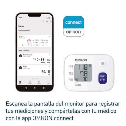 OMRON Baumanómetro automático de muñeca RS1 (HEM-6160-E) compatible con app OMRON connect