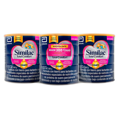 Similac Total Comfort 1 Fórmula Infantil Baja en Lactosa, 0-12 Meses - 3x800 g