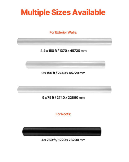 VEVOR Barrera de Vapor, 2,7 x 22,86 m, Pantalla Impermeabilizante de Plástico, 0,13 mm de Grosor, Bloquea la Humedad a Través de las Paredes, para Construcción y Renovación de Edificios, Blanco