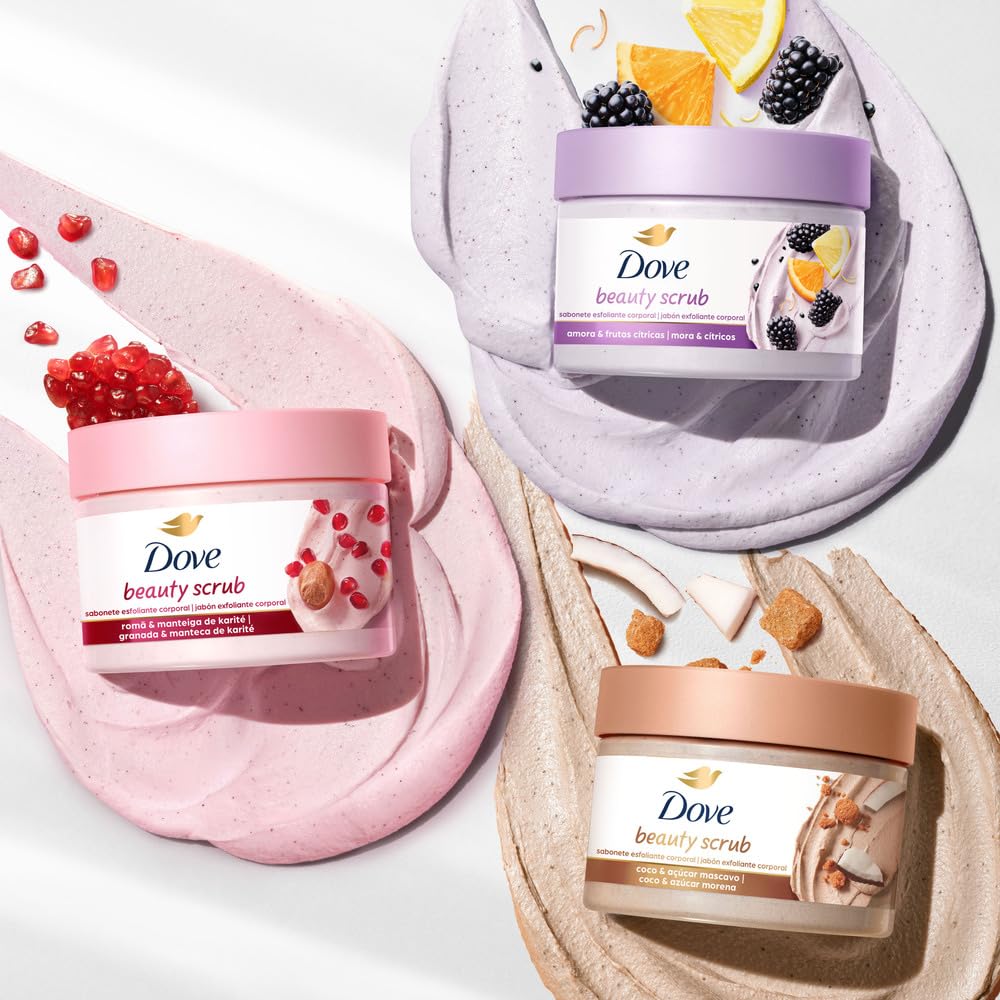 Dove Beauty Scrub Jabón Exfoliante Corporal Granada y Manteca de Karité, 280 g