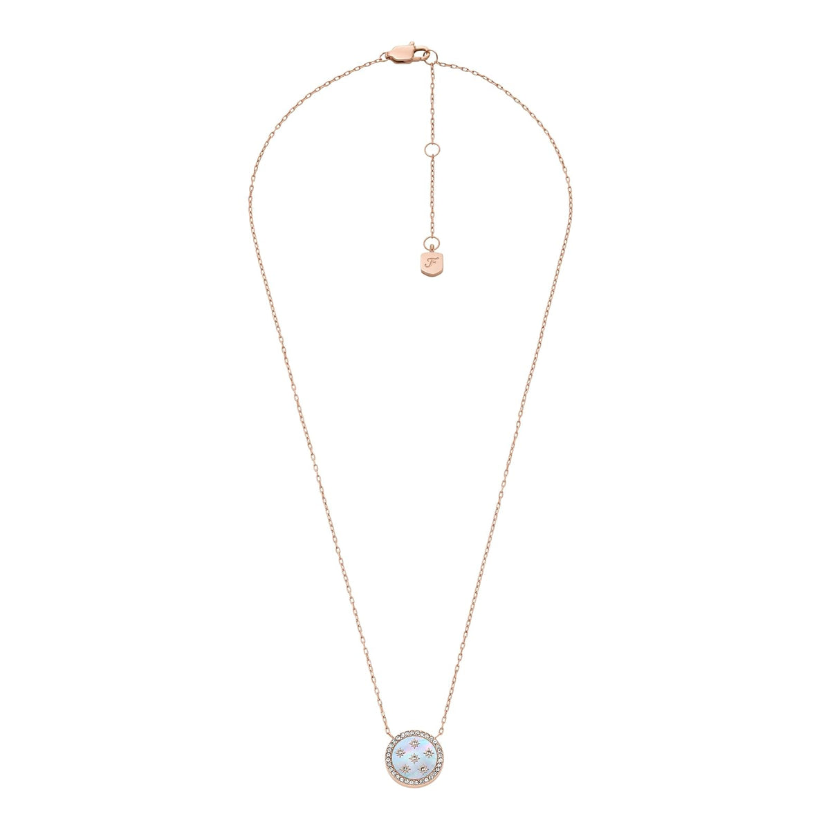 Collar Fossil JF04936791 Merrit de acero inoxidable en tono oro rosa para mujer