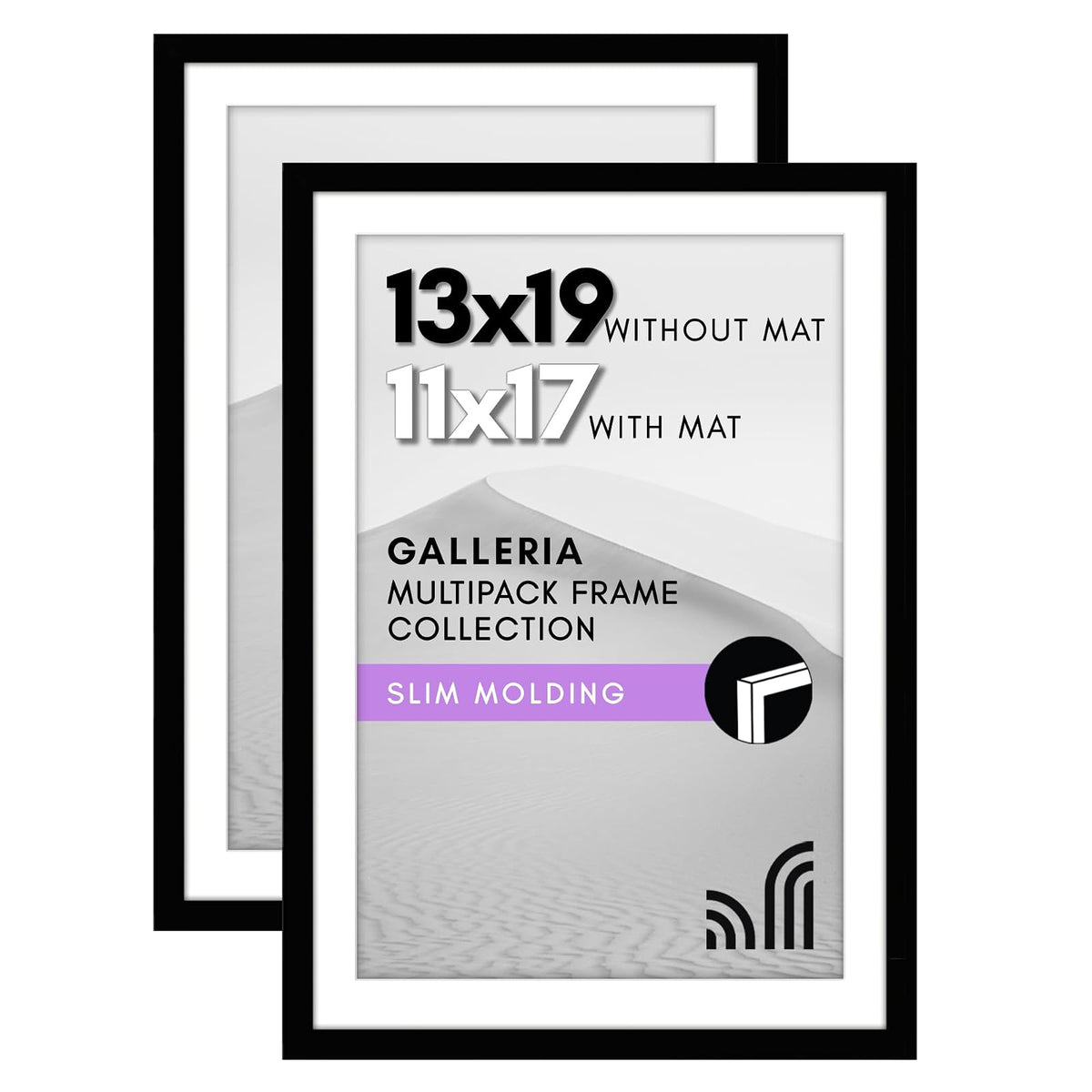Americanflat Marco de Fotos con Plexiglás Pulido, Colección Galleria, Juego de 2 - Negro - 33,02 x 48,26 cm (13 x 19 pulg.) - 2 Paquete