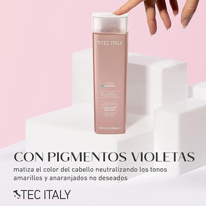 TEC ITALY Lumina Shampoo Iluminador Matizador Cabello Rubio o Blanco 300 ml | Diseñado para mantener matices fríos en cabellos claros. Purifica suavemente y aporta una apariencia más luminosa.