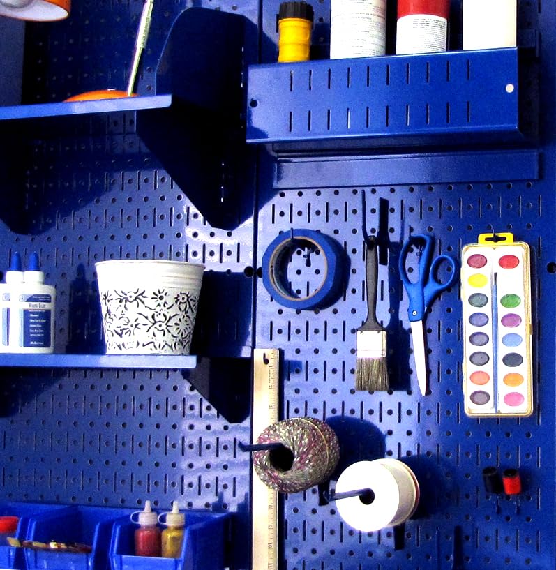 Wall Control 30-P-3232BU Blue Metal Pegboard Pack