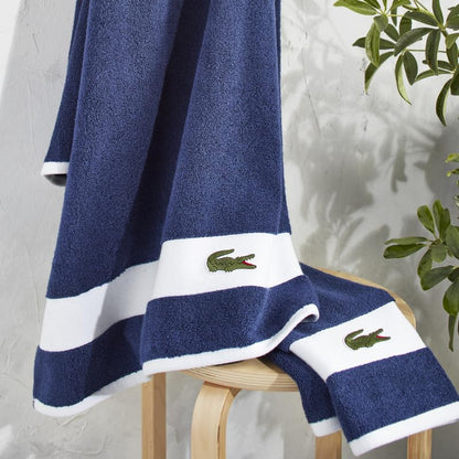 Lacoste Sport Stripe - Juego de toallas de algodón de lujo de 6 piezas, fabricadas con 100% algodón Supima suave, absorbente y de secado rápido, incluye 2 toallas de baño, 2 toallas de mano, 2 toallas