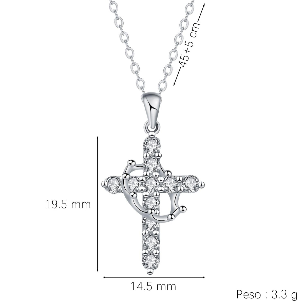 XYPHIELLE Collar de Cruz Azul para Mujer, Dije de Corona con Circonitas, Regalo para Novia Esposa, San Valentín Aniversario