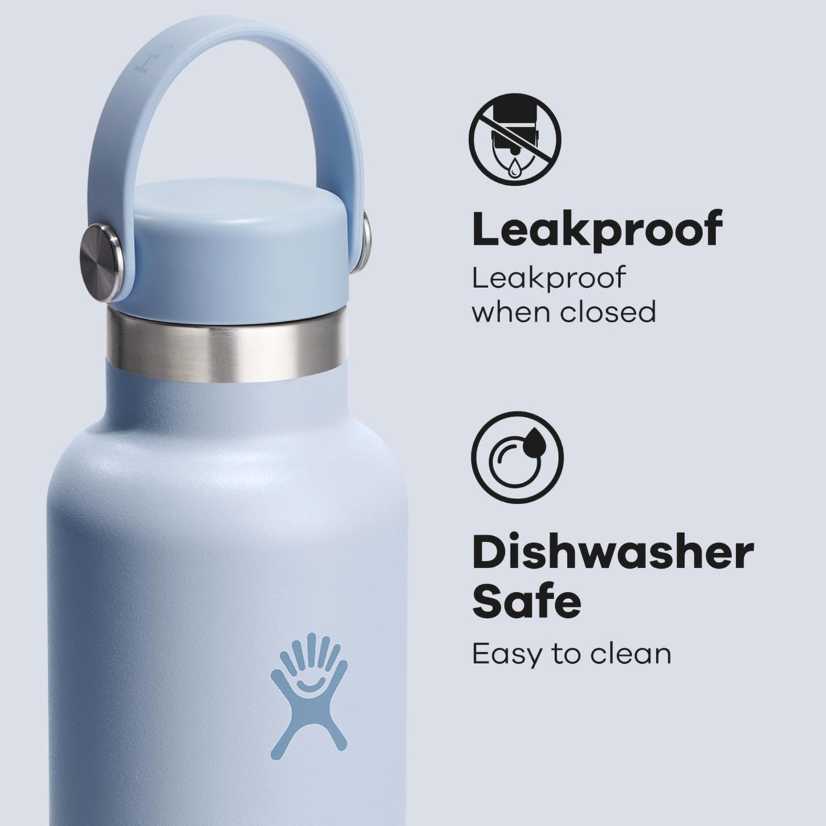 Hydro Flask - Botella de agua de acero inoxidable aislada, no derrama, a prueba de fugas en color azul surf de 20 onzas