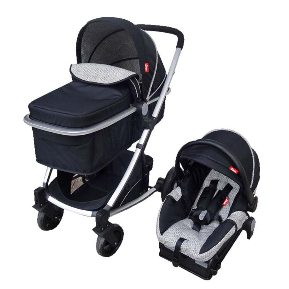 D´BEBÉ - Carriola Travel System Crown - Carriola Multifuncional - Ideal para Bebés Recién Nacidos y hasta los 4 años - Incluye Bambinieto y Autoasiento - Color Negro