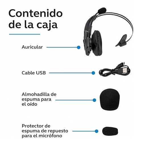 BlueParrott Auriculares Bluetooth B350-XT | Auriculares con cancelación de ruido del 96% para conductores de camiones; ligeros, cómodos, IP54, 24 h de autonomía