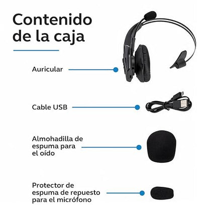BlueParrott Auriculares Bluetooth B350-XT | Auriculares con cancelación de ruido del 96% para conductores de camiones; ligeros, cómodos, IP54, 24 h de autonomía