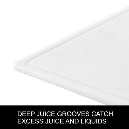 FARBERWARE - Tabla de cortar de plástico extragrande, 15 x 20 pulgadas, apta para lavaplatos, con ranura para jugos, superficie antideslizante, duradera, color blanco