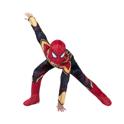 Marvel Integrated Spider-Man Official Youth Halloween Costume - Premium Quality Padded Jumpsuit with Pull On Fabric Mask