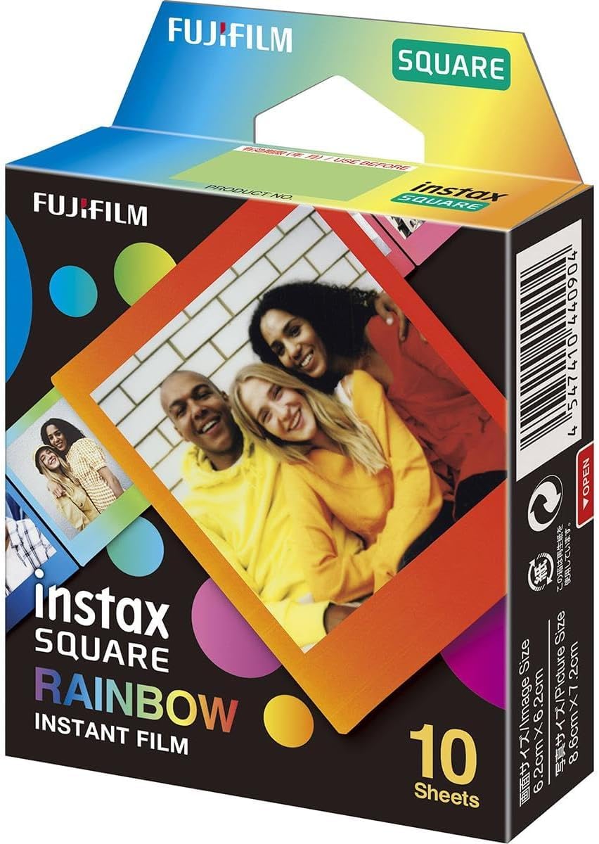 instax Fujifilm Película Square, Paquete de 2 + Película Fujifilm Square Rainbow