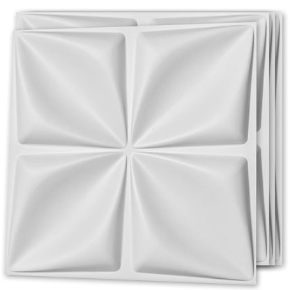 Art3d 19.7 x 19.7 pulgadas (paquete de 12) paneles de pared 3D de hojas de la suerte de PVC para decoración intermedia, sala de estar, fondo de TV, oficina, blanco