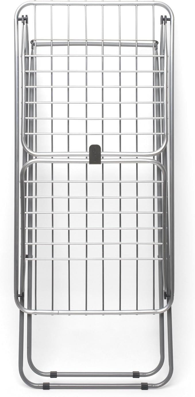 Rayen Tendedero Plegable con Alas 19 m, 177 x 54 x 107 cm, Secador de Ropa de Acero para Interior y Exterior, Antideslizante con Sistema de Bloqueo, Gris y Blanco