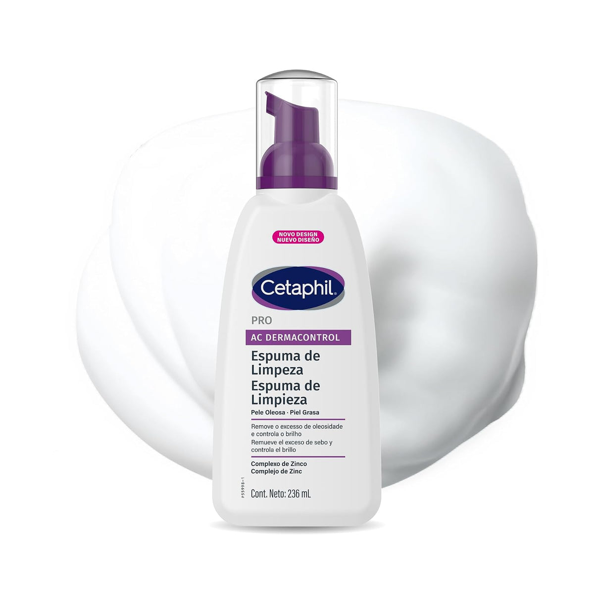 Cetaphil Pro AC Dermacontrol Espuma Facial Piel Tendencia al Acné 236ml | Con gluconato de zinc, limpia impurezas y exceso de grasa sin resecar; ayuda a equilibrar sebo, brillo y pH con efecto mate.