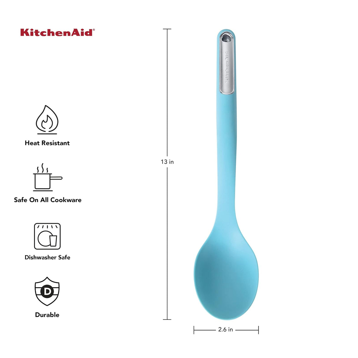 KitchenAid - Cuchara de cocina, Agua (Aqua), 13.5 inches, 1