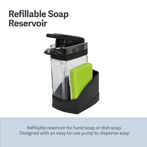 Casabella Sink Sider - Jabonera con Esponja para Fregadero, Negro, 1, 1