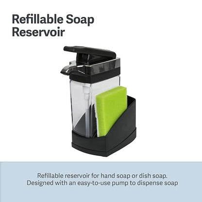 Casabella Sink Sider - Jabonera con Esponja para Fregadero, Negro, 1, 1